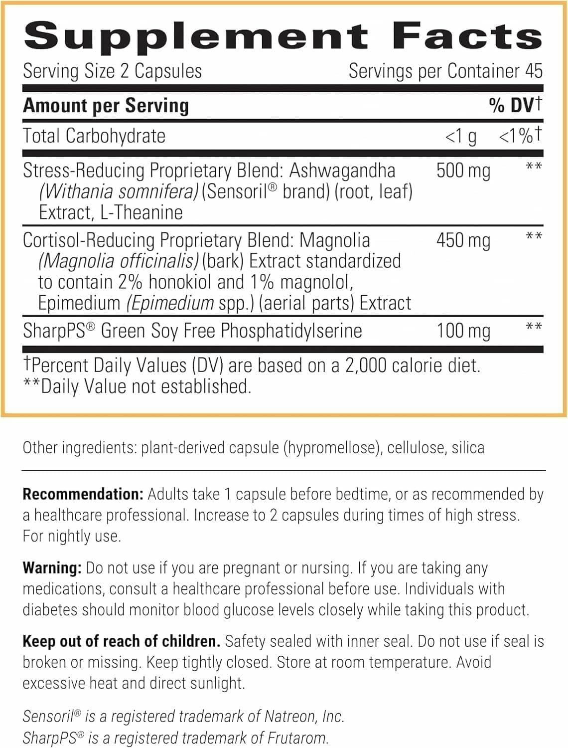Cortisol Manager Allergen Free 90c